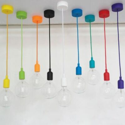 Cord Pendant Light with plastic canopy E27 silicone lamp holder