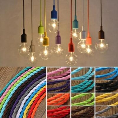Hanging Cord Light Vintage Color Twist Braided Fabric Cable Wire