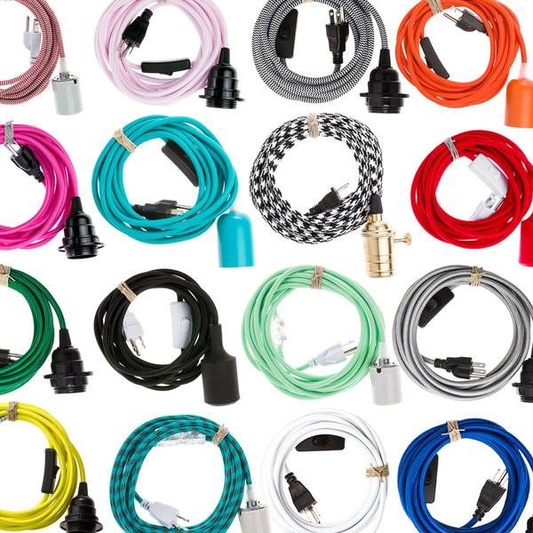Hanging Cord Light Vintage Color Twist Braided Fabric Cable Wire ...
